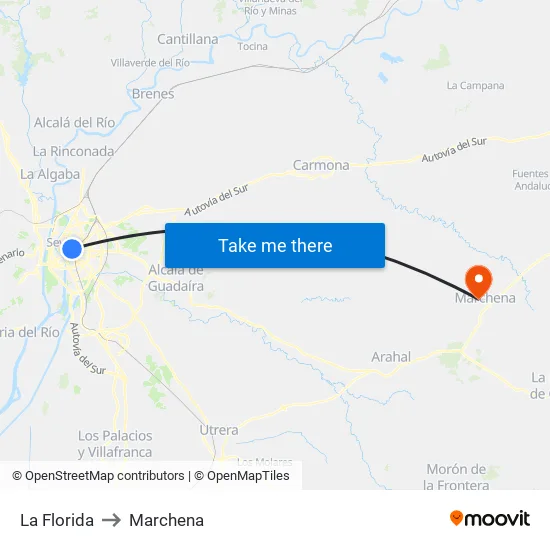 La Florida to Marchena map