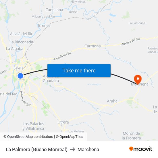 La Palmera (Bueno Monreal) to Marchena map