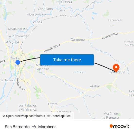 San Bernardo to Marchena map