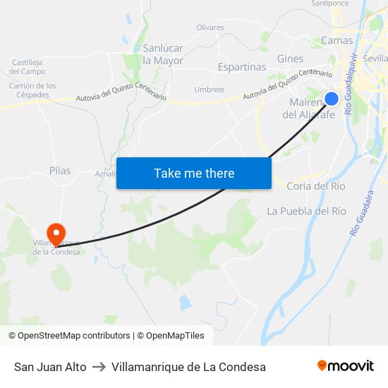 San Juan Alto to Villamanrique de La Condesa map