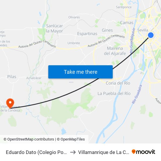 Eduardo Dato (Colegio Porta Coeli) to Villamanrique de La Condesa map