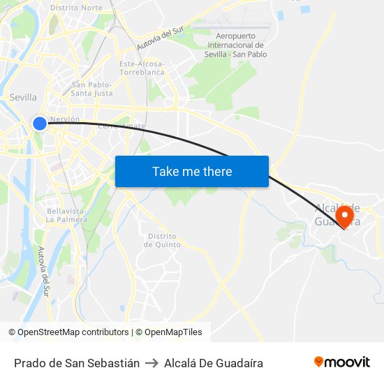 Prado de San Sebastián to Alcalá De Guadaíra map