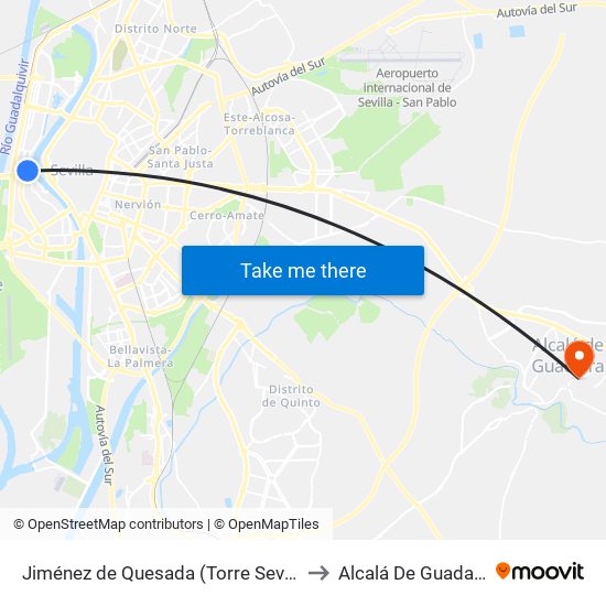 Jiménez de Quesada (Torre Sevilla) to Alcalá De Guadaíra map