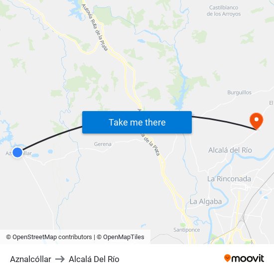 Aznalcóllar to Alcalá Del Río map