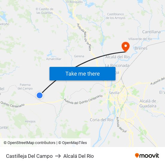 Castilleja Del Campo to Alcalá Del Río map