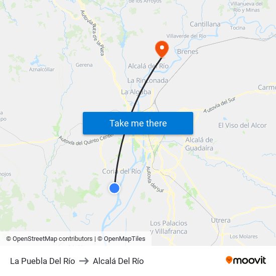 La Puebla Del Río to Alcalá Del Río map