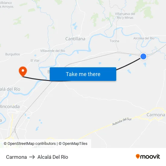 Carmona to Alcalá Del Río map