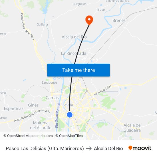 Paseo Las Delicias (Glta. Marineros) to Alcalá Del Río map