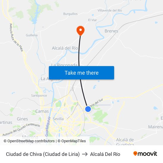 Ciudad de Chiva (Ciudad de Liria) to Alcalá Del Río map