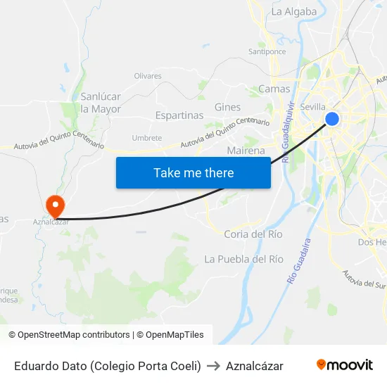 Eduardo Dato (Colegio Porta Coeli) to Aznalcázar map