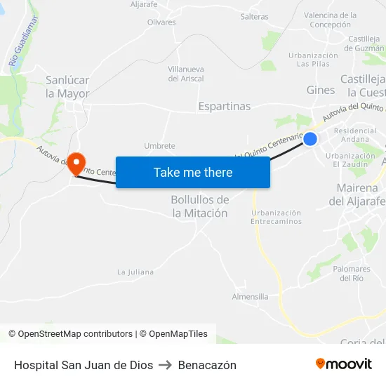 Hospital San Juan de Dios to Benacazón map