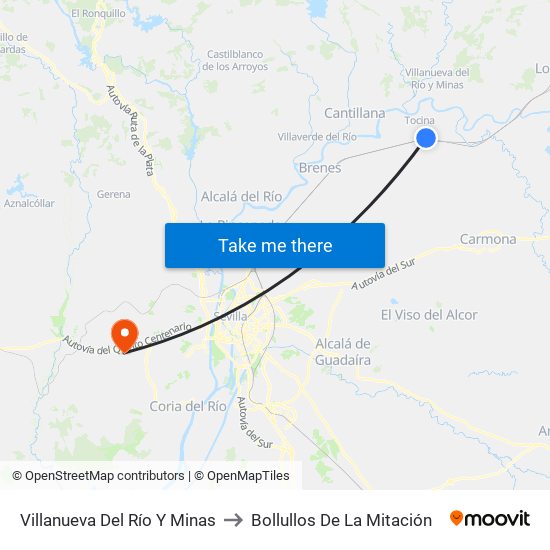 Villanueva Del Río Y Minas to Bollullos De La Mitación map
