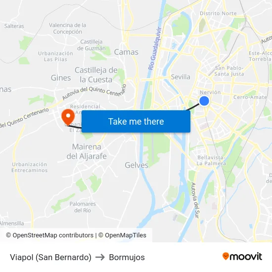 Viapol (San Bernardo) to Bormujos map