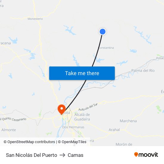 San Nicolás Del Puerto to Camas map