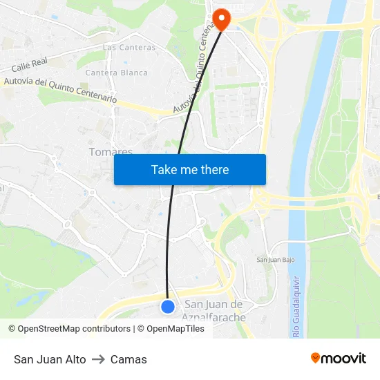 San Juan Alto to Camas map