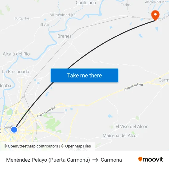 Menéndez Pelayo (Puerta Carmona) to Carmona map