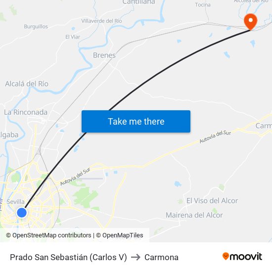 Prado San Sebastián (Carlos V) to Carmona map