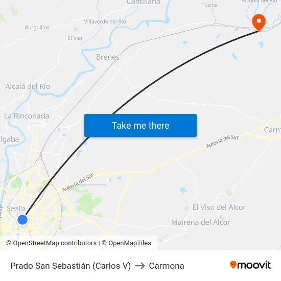 Prado San Sebastián (Carlos V) to Carmona map