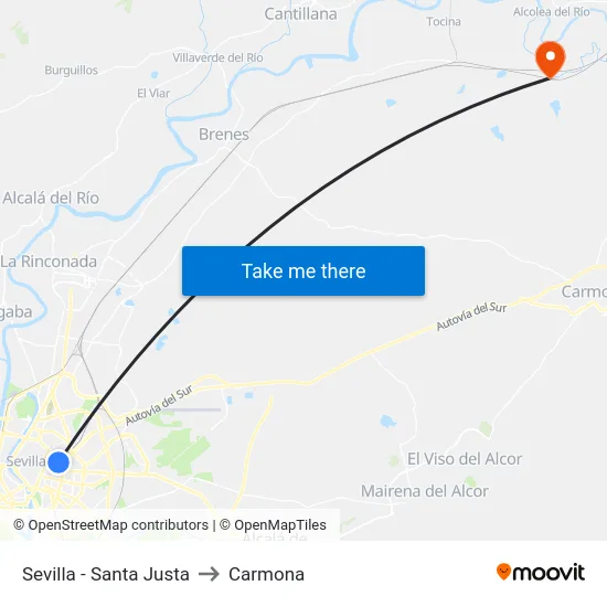 Sevilla - Santa Justa to Carmona map