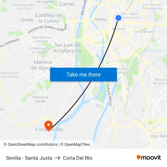 Sevilla - Santa Justa to Coria Del Río map