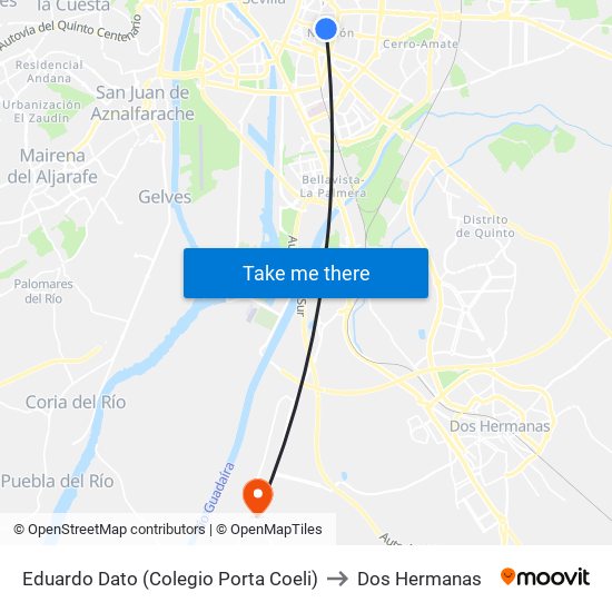 Eduardo Dato (Colegio Porta Coeli) to Dos Hermanas map