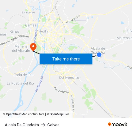 Alcalá De Guadaíra to Gelves map