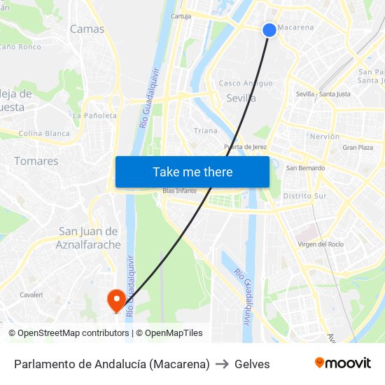 Parlamento de Andalucía (Macarena) to Gelves map