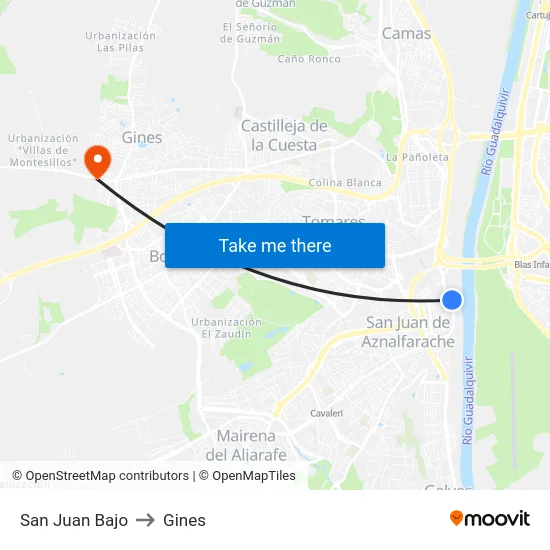 San Juan Bajo to Gines map