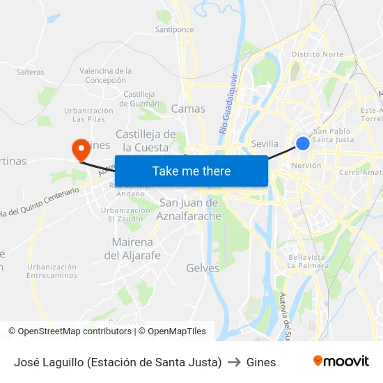 José Laguillo (Estación de Santa Justa) to Gines map