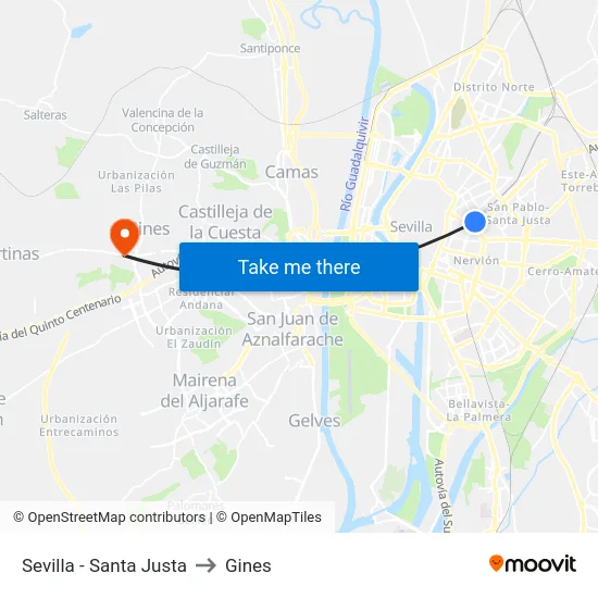 Sevilla - Santa Justa to Gines map