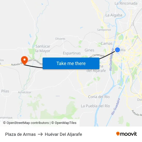 Plaza de Armas to Huévar Del Aljarafe map