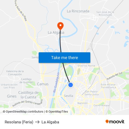 Resolana (Feria) to La Algaba map