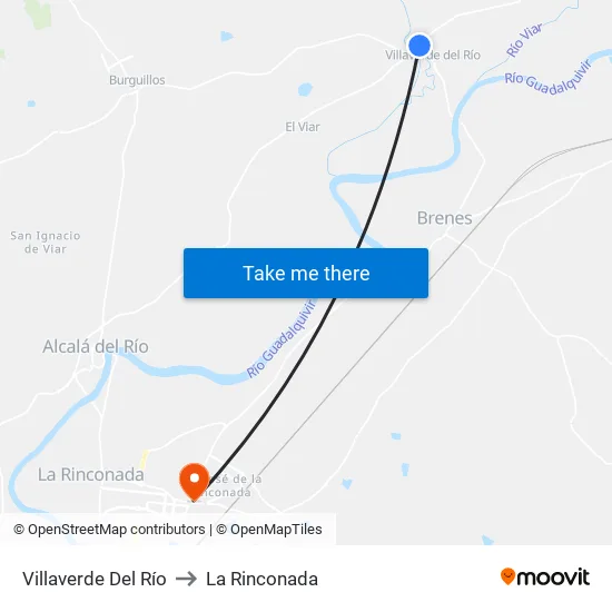 Villaverde Del Río to La Rinconada map