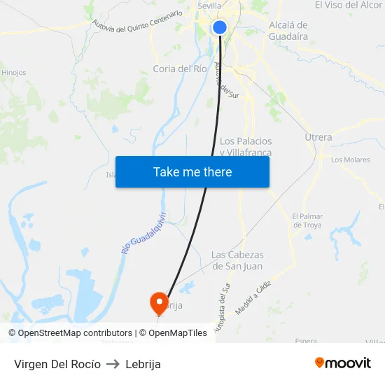 Virgen Del Rocío to Lebrija map