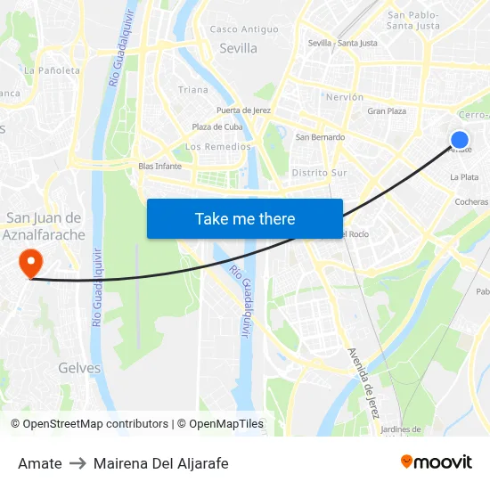 Amate to Mairena Del Aljarafe map