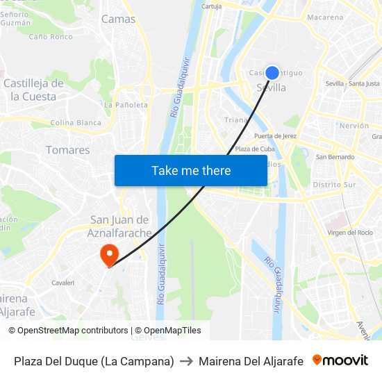 Plaza Del Duque (La Campana) to Mairena Del Aljarafe map