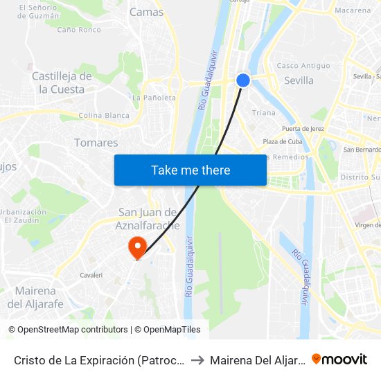 Cristo de La Expiración (Patrocinio) to Mairena Del Aljarafe map