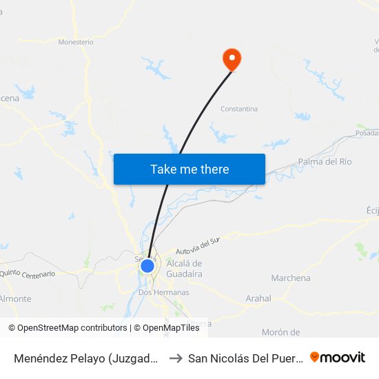 Menéndez Pelayo (Juzgados) to San Nicolás Del Puerto map