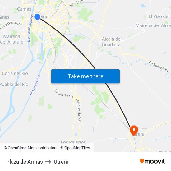 Plaza de Armas to Utrera map