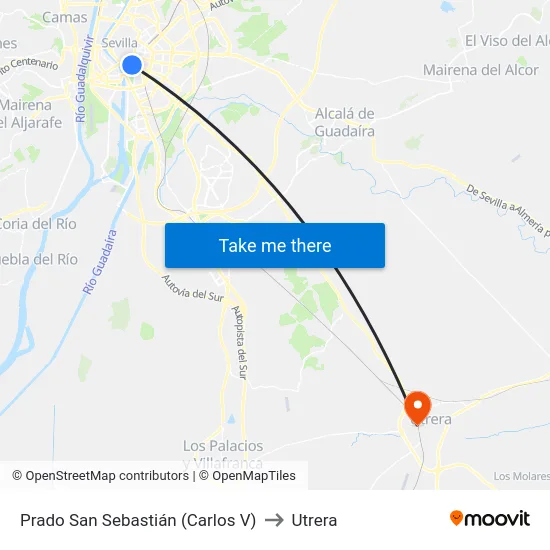 Prado San Sebastián (Carlos V) to Utrera map