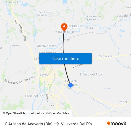 C Atilano de Acevedo (Dia) to Villaverde Del Río map