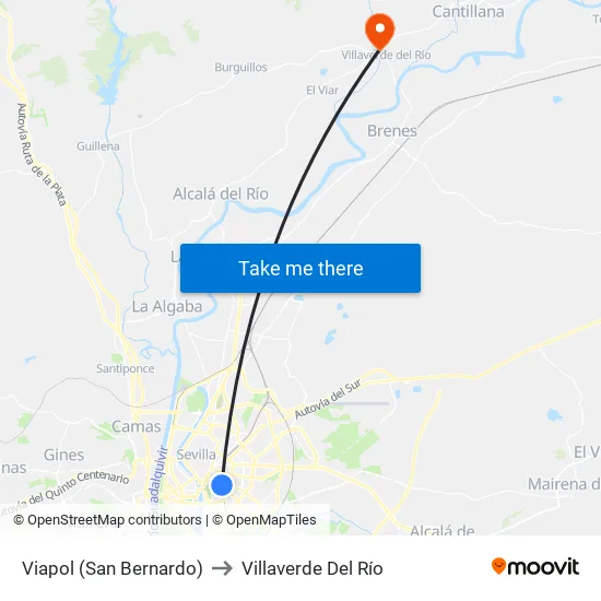 Viapol (San Bernardo) to Villaverde Del Río map