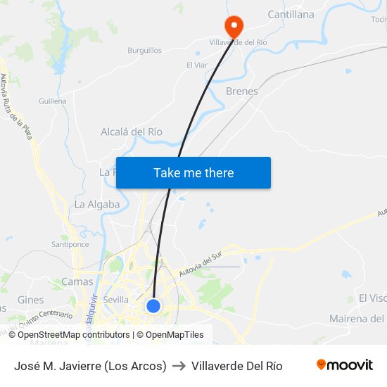 José M. Javierre (Los Arcos) to Villaverde Del Río map