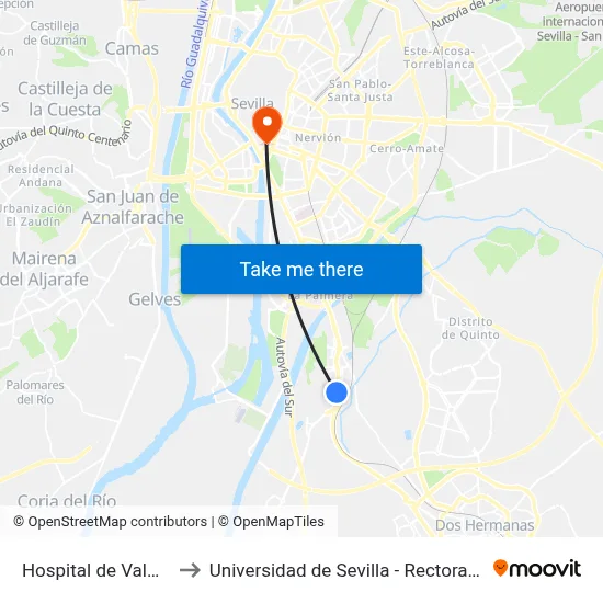 Hospital de Valme to Universidad de Sevilla - Rectorado map