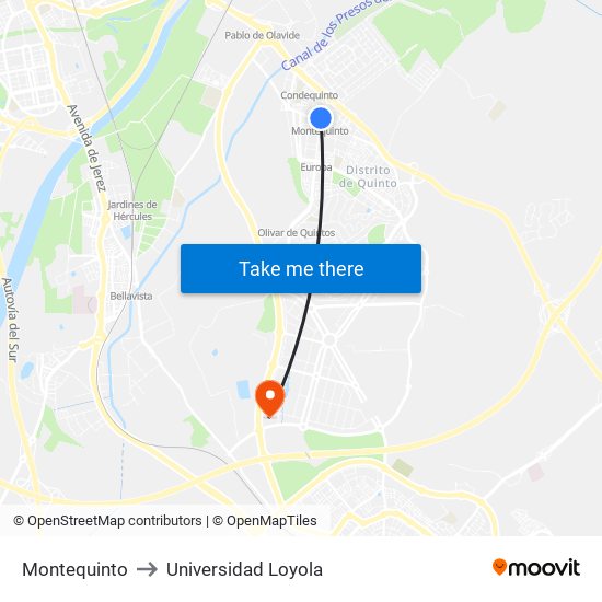 Montequinto to Universidad Loyola map