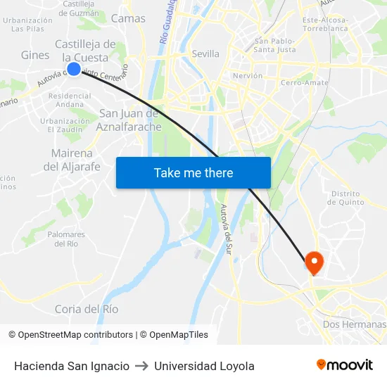 Hacienda San Ignacio to Universidad Loyola map
