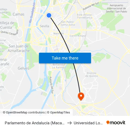 Parlamento de Andalucía (Macarena) to Universidad Loyola map