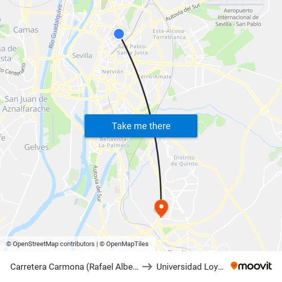 Carretera Carmona (Rafael Alberti) to Universidad Loyola map