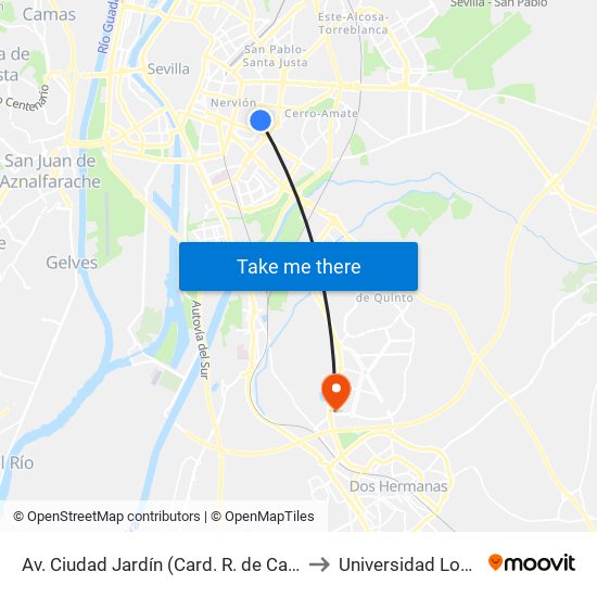 Av. Ciudad Jardín (Card. R. de Castro) to Universidad Loyola map