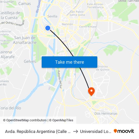 Avda. República Argentina (Calle Arcos) to Universidad Loyola map